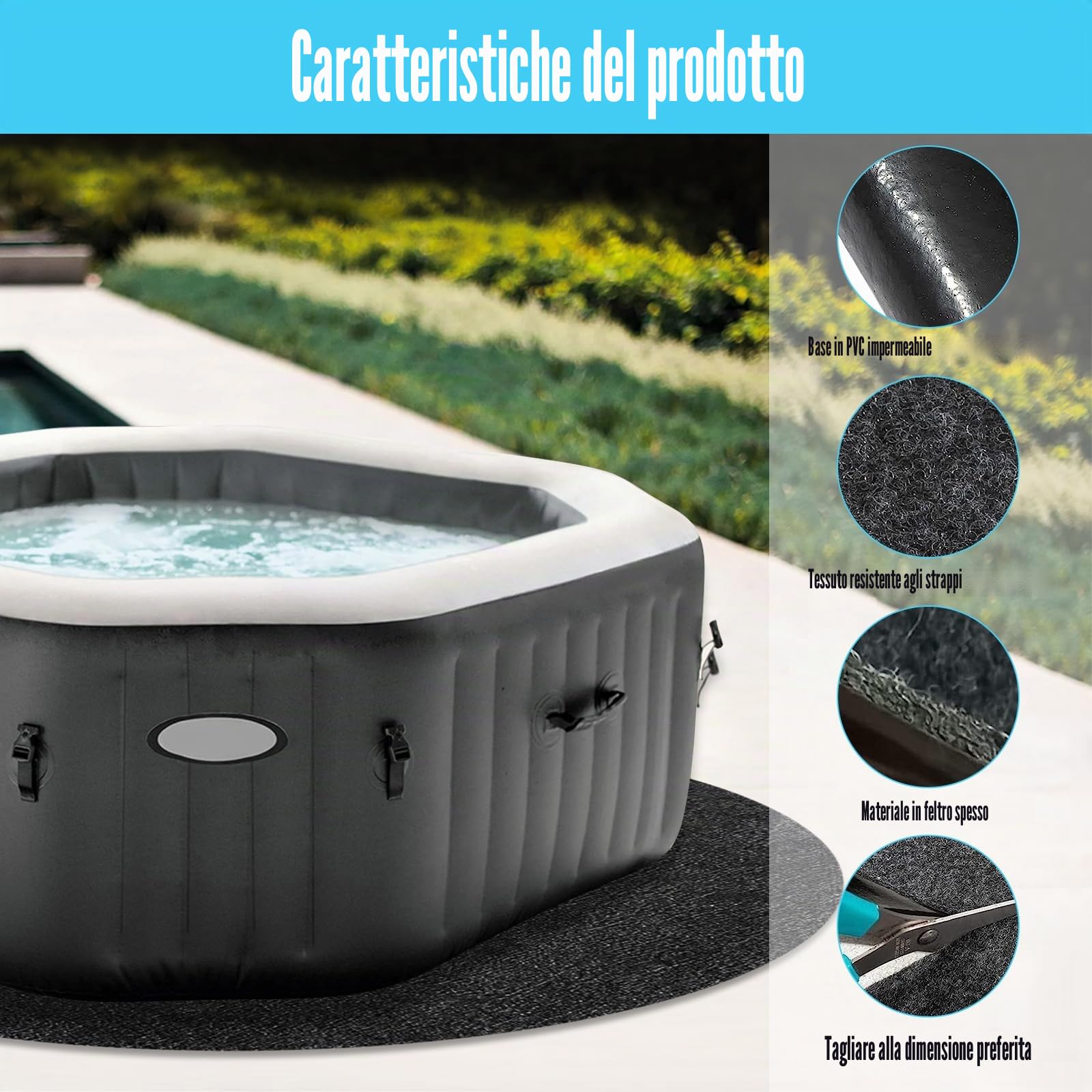 Telo di Protezione per Piscina Spa Gonfiabile, Antiscivolo