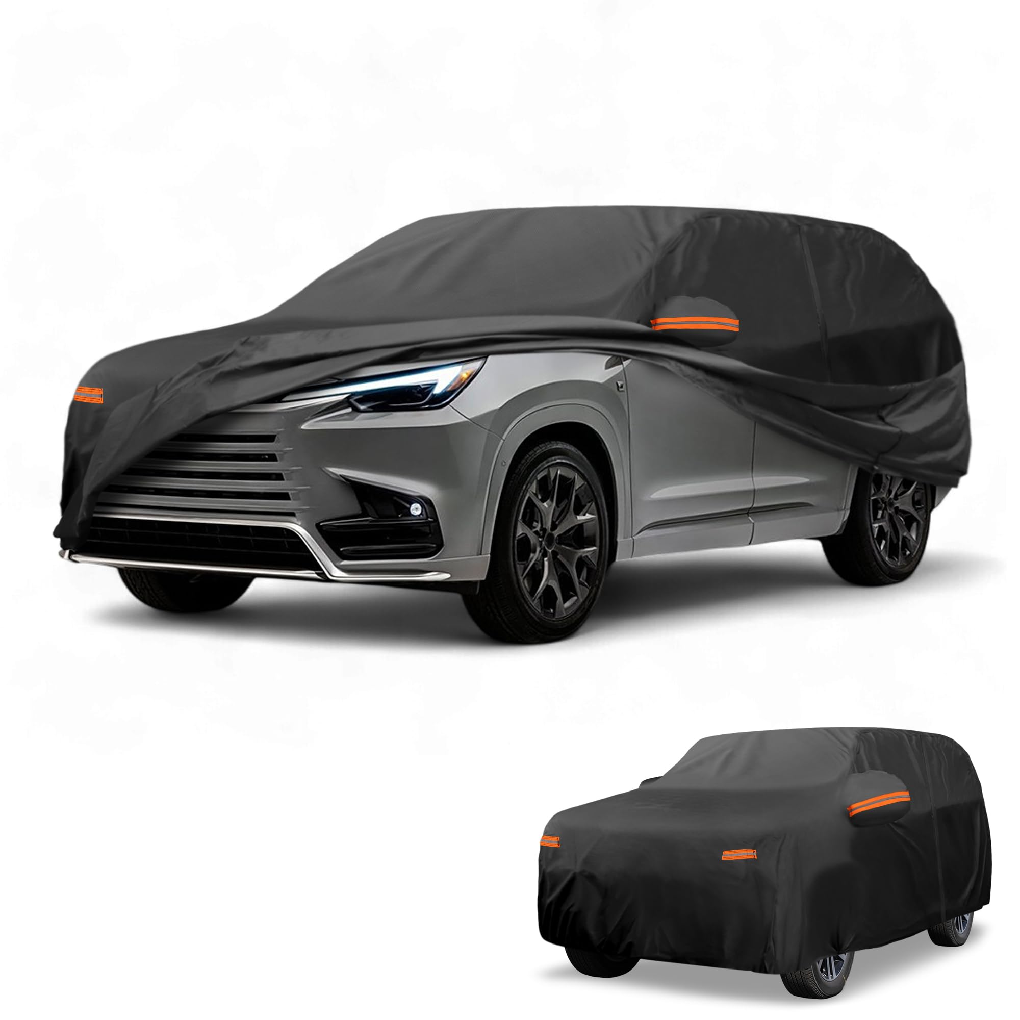 Partuto Car Cover Waterproof All Weather Sun Rain Protection Full Exterior Cover for Lexus TX 190T-PU Black with Left Side Zippers