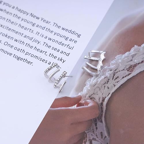 Miniatura 4 de Aretes de garra de cristal bohemios, aretes de garra de aguja de circonita plateada, aretes de garra de aguja brillante, aretes minimalistas de