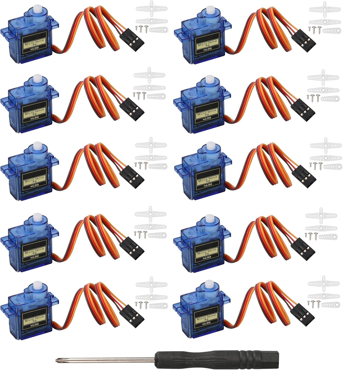 TowerPro SG90 9g Micro Servo Motor 180 Degree Rotation with Screwdriver Pack of 10 Compatible with UNO Rduino Robotics RC Car Plane Boat DIY Kit High Torque Fast Response Accurate-image-30