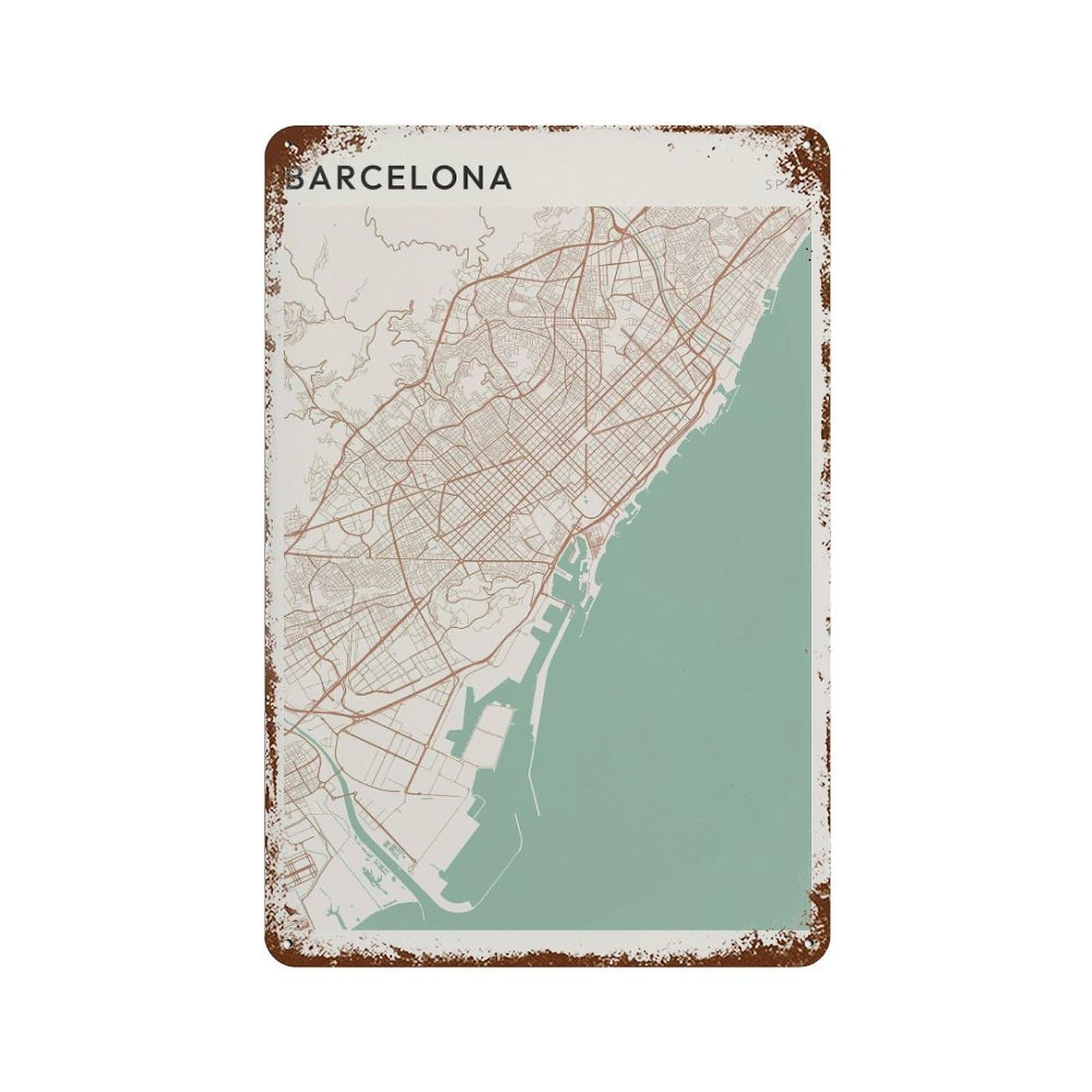 xiaoxiaoshen Barcelona Map City Spain (2) Wall Decor Art Metal Tin Poster Modern Home Decor Art Home Bar Shop Decorations Vintage Sign 30x20cm