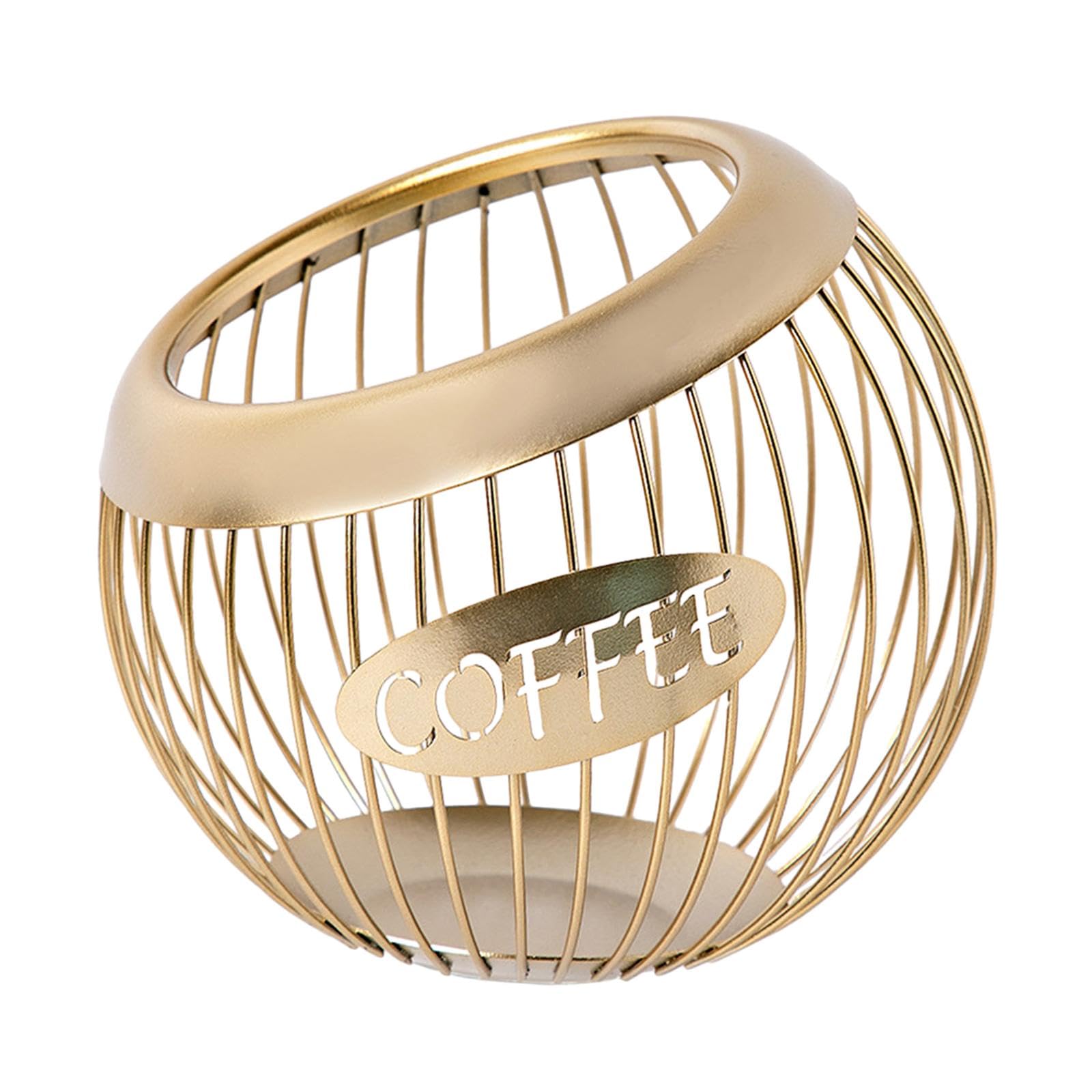 perfk Porta cialde per caffè, Snack, Caramelle, Contenitore, Multiuso, Durevole, Porta Capsule per caffè Espresso, Organizer da Tavolo per Cucina da banco, Oro