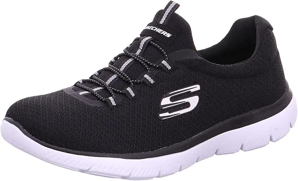 Skechers womens Summits Sneaker, Black/White, 8 US
