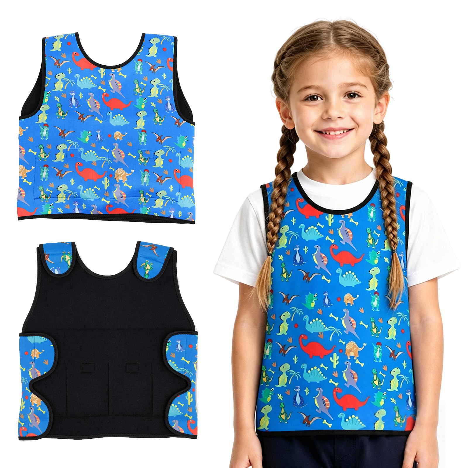 Children's Weighted Vest and Compression Vest, Weighted Vest as ADHD Aid and Autism Aid, Sensory Clothing Against Stimulation Flood & SPD, Vest Children Boys and Girls (L)