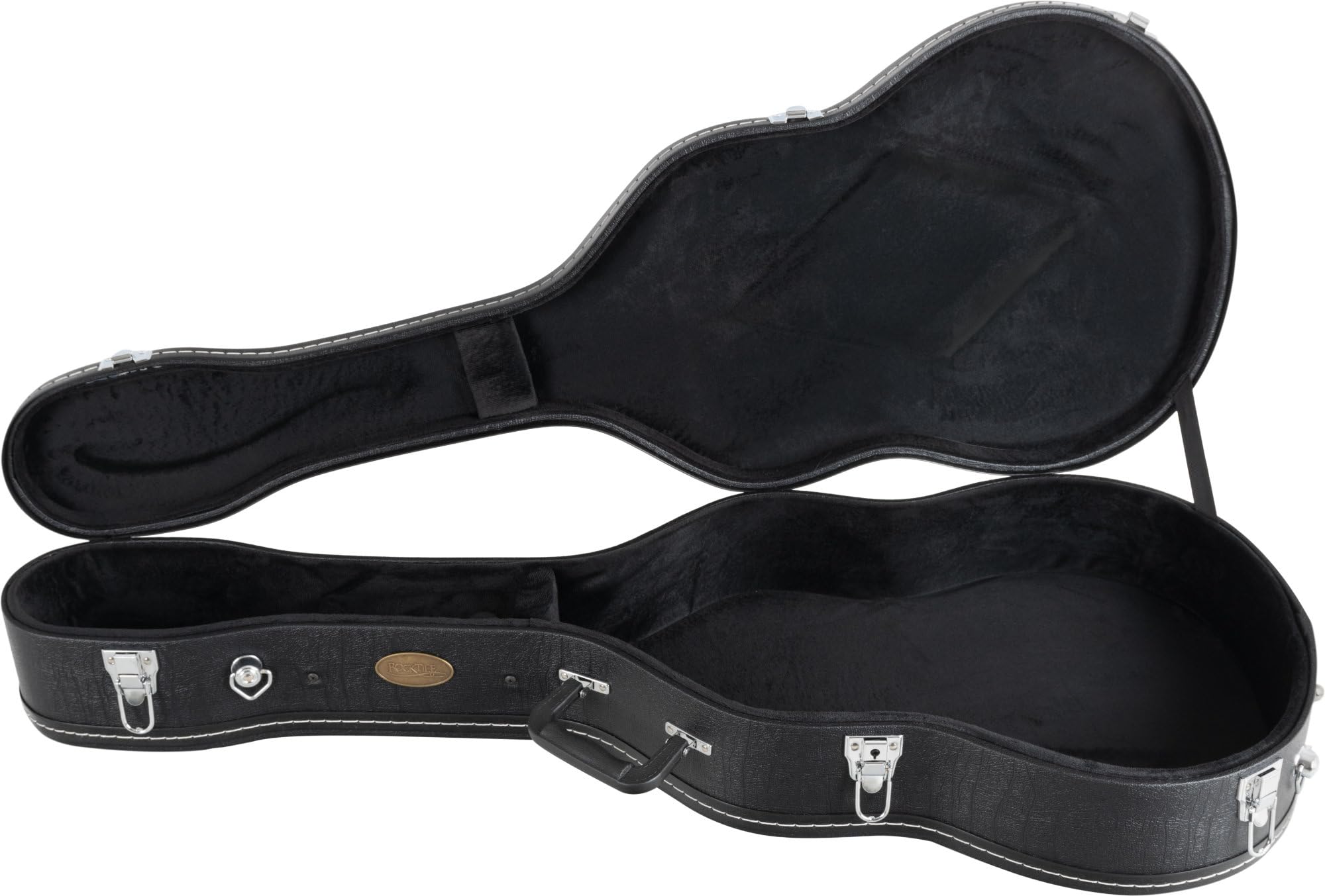 ROCKTILE Custodia Deluxe Per Chitarra Classica - Custodia Robusta Per Chitarra Classica E Da Concerto - Pelle Sintetica Con Morbida Fodera Interna - Scomparto Integrato E Maniglia - Bloccabile - Nero
