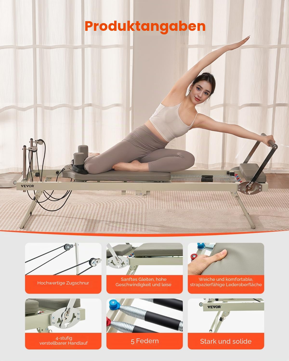 VEVOR Faltbarer Pilates Reformer Trainingsgerät