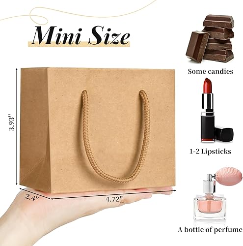 Miniatura 2 de mauproy Paquete de 24 mini bolsas de regalo, bolsas de papel de 4.7 x 3.9 x 2.4 pulgadas con asas, pequeñas bolsas de regalo para regalos de