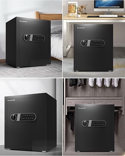 Miniatura 7 de Caja fuerte, caja fuerte para el hogar con llave y bolsa impermeable ignífuga, 2.0 pies cúbicos, caja fuerte para dinero en efectivo y oficina, caja