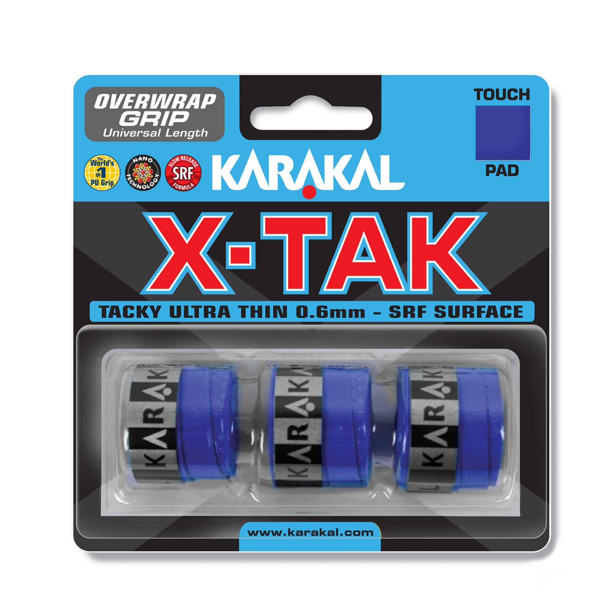 Karakal X-Tak Overwrap Grip - Pack of 3, Color- Blue