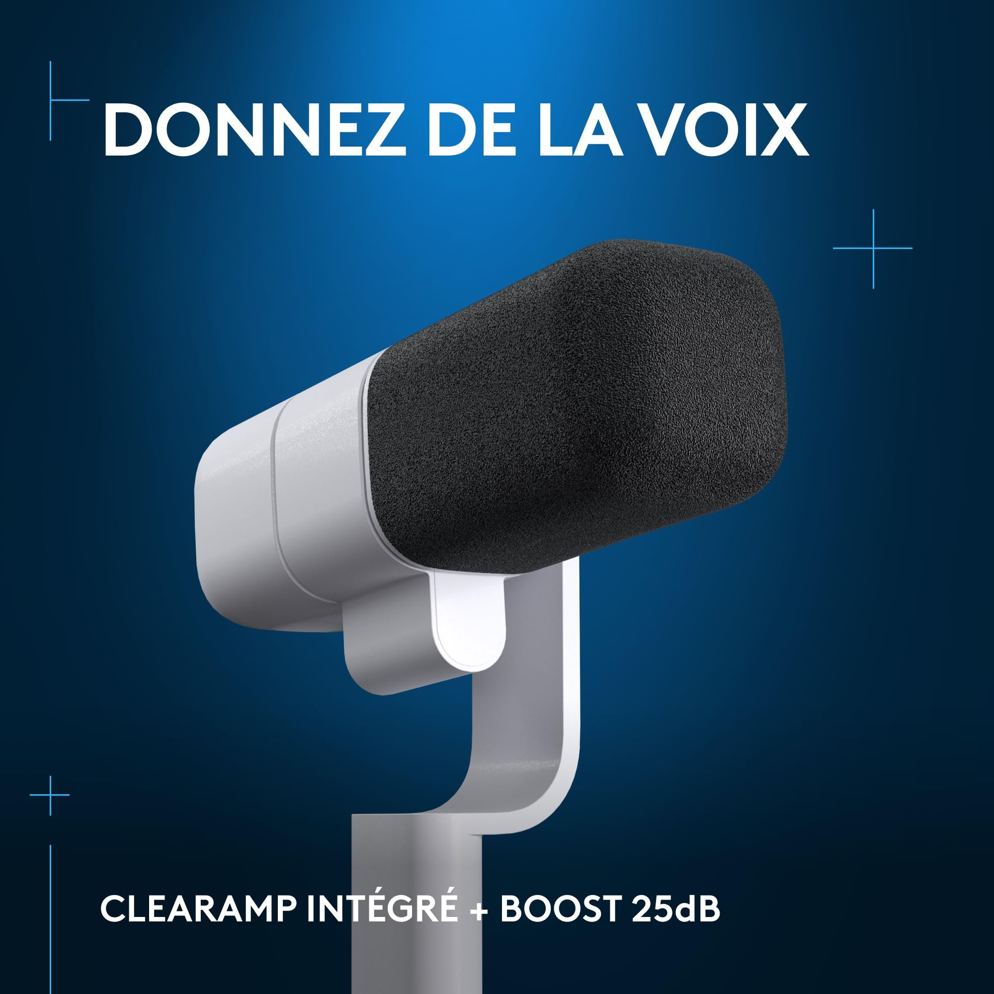 Logitech G Yeti Studio Microphone Gaming de Diffusion XLR Actif + Dynamique | Préamplificateur actif ClearAmp, capsule à double diaphragme, antichoc interne - Blanc