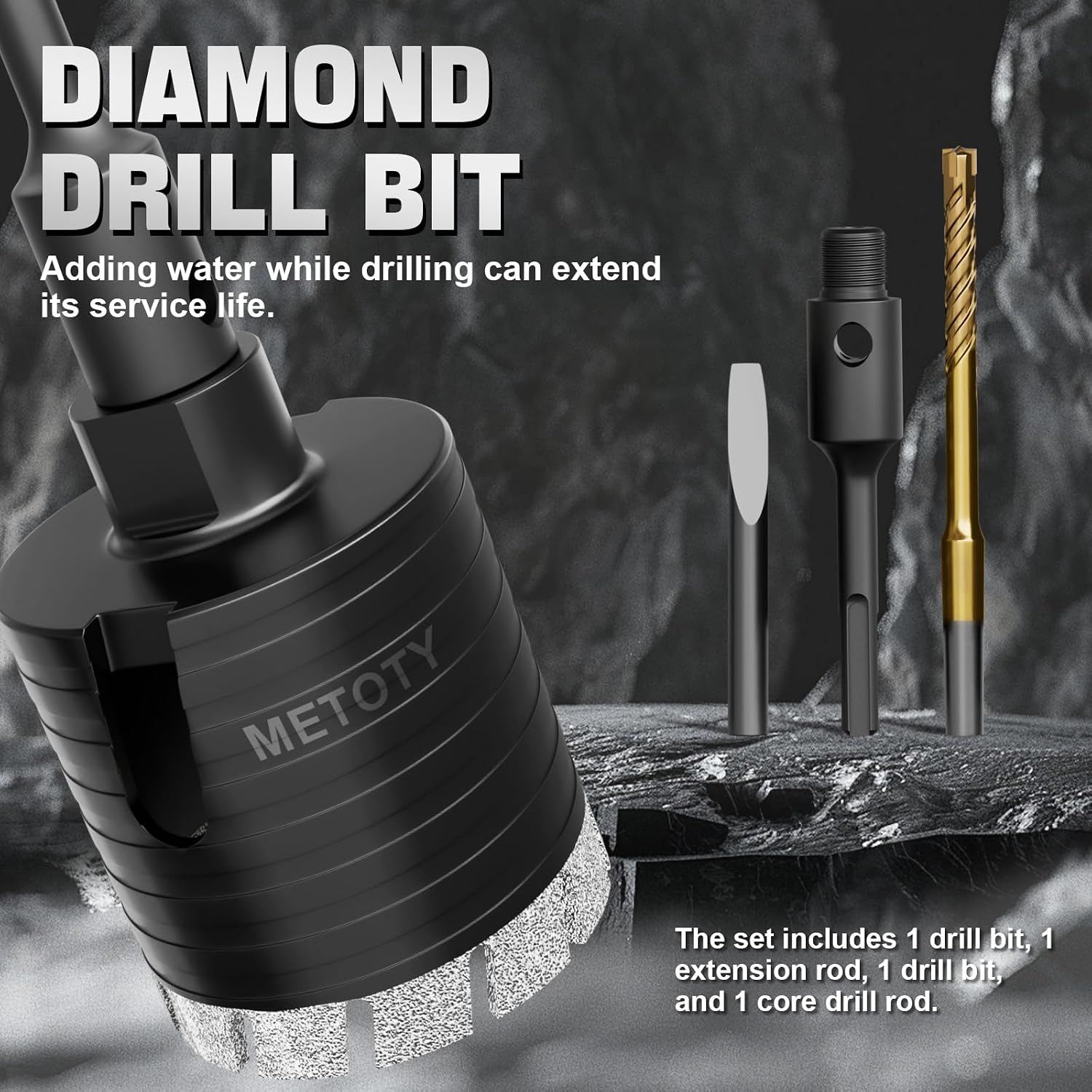 Diamond Core Drill Bit 4"(100mm) with SDS Plus Adapter Heavy Duty Concrete Core Bit for Dry or Wet Drilling, Compatible with Hollow & Solid Brick, Masonry, Stone, Granite, and Block