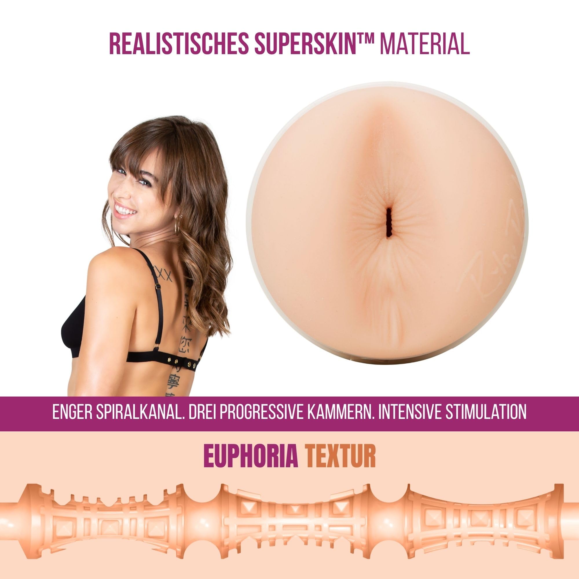 Fleshlight Riley Reid Euphoria (Butt) - SuperSkin Masturbator, Sex-Spielzeug extrem realistisch