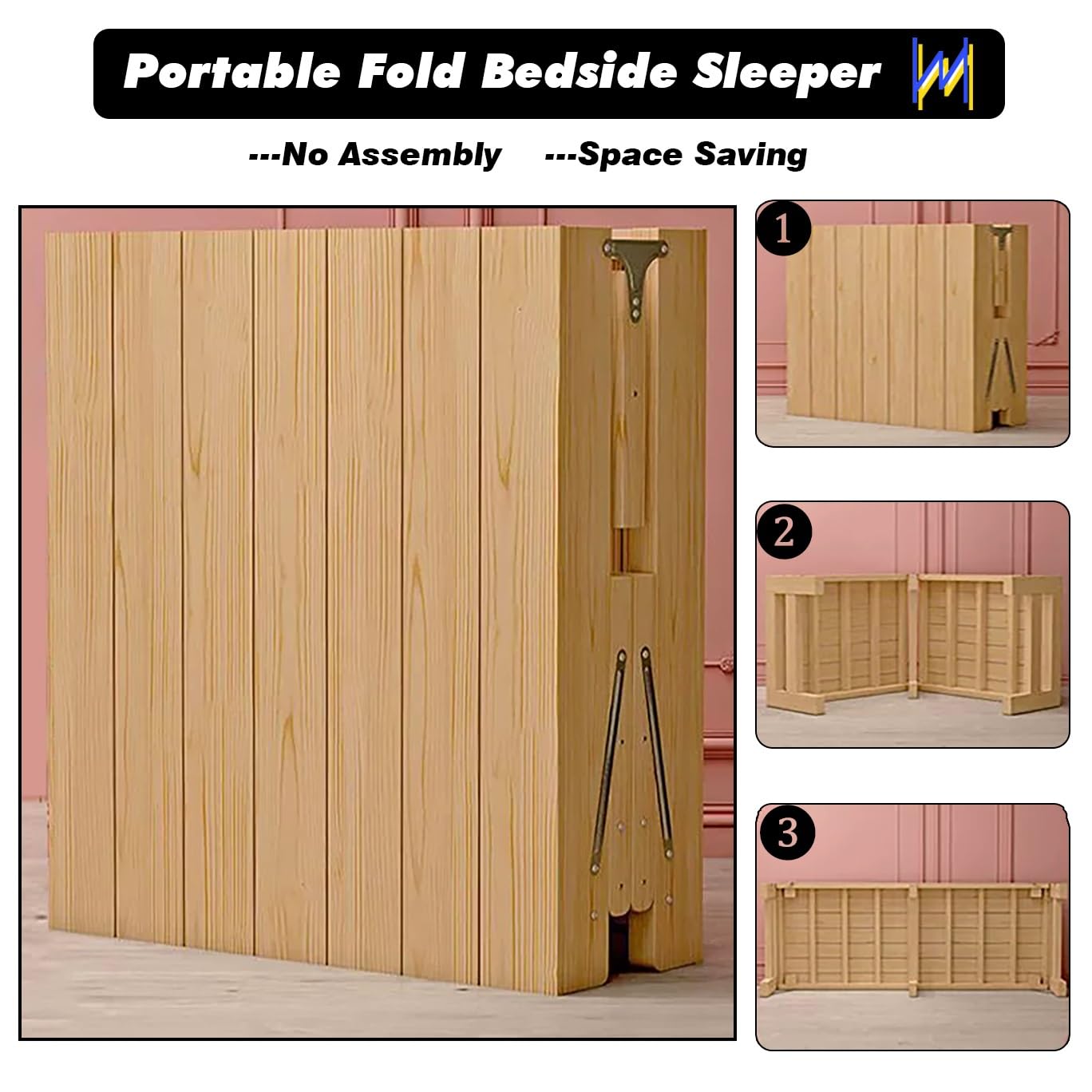 Cama portátil para bebés y niños pequeños, plataforma plegable resistente, de madera maciza, ideal para apartamentos pequeños y dormitorios, cuna temporal (largo 200 x ancho 30 x alto 40 cm)