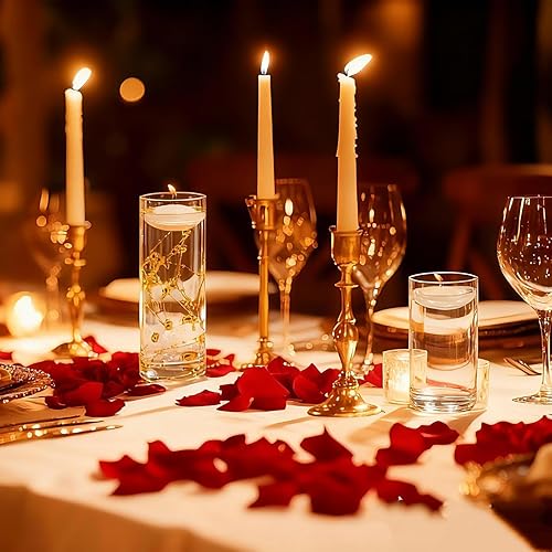 Miniatura 2 de UDU Juego de 6 jarrones cilíndricos de vidrio para centros de mesa con 40000 relleno de jarrón, 12 velas flotantes blancas, 3 cadenas de perlas para