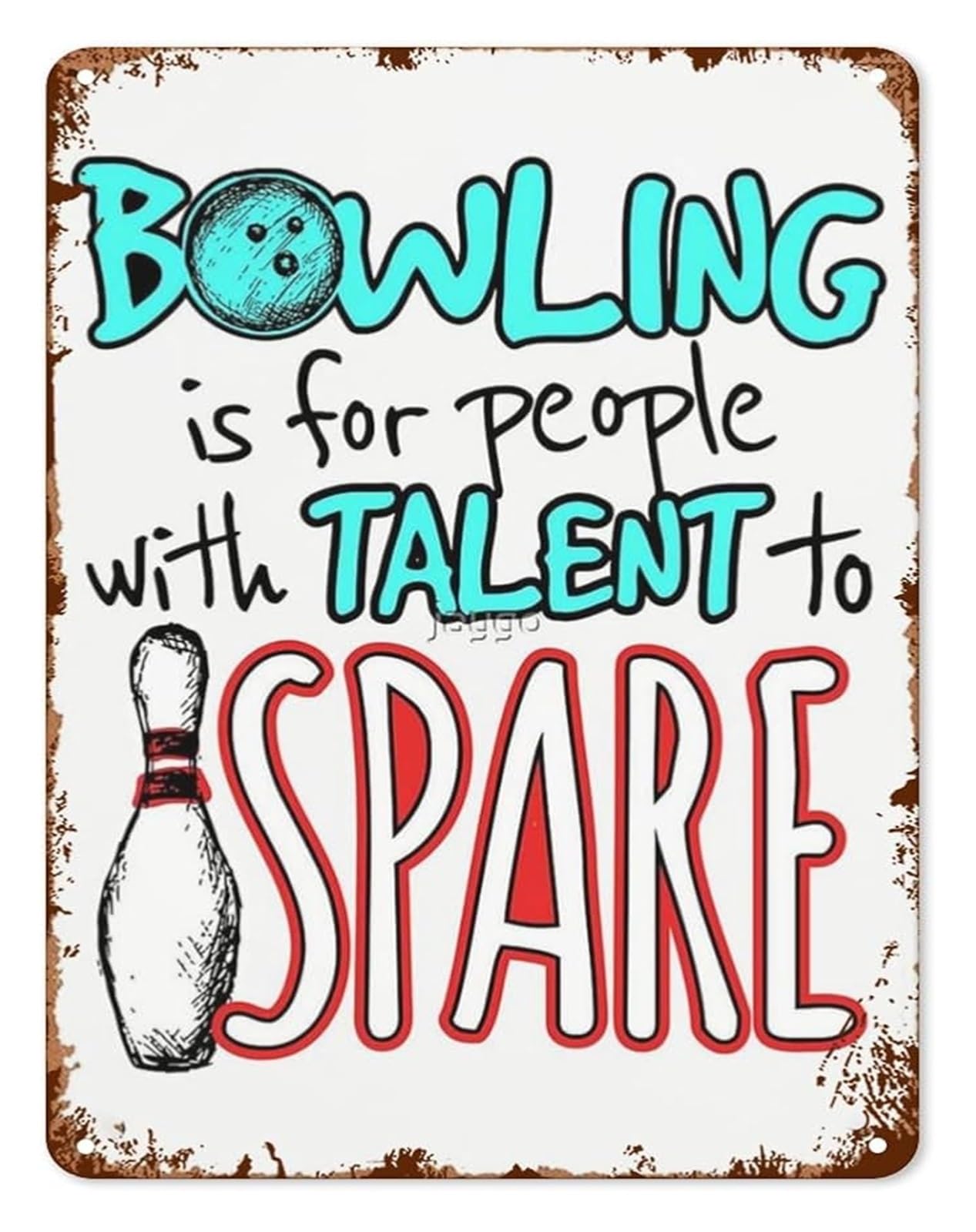 FNYUVNFAF Distressed Tin Plaque Bowling Pun Talent To Spare for Aesthetic Room Bedroom Dorm Room Locker Room Man Cave 8 X 12 in