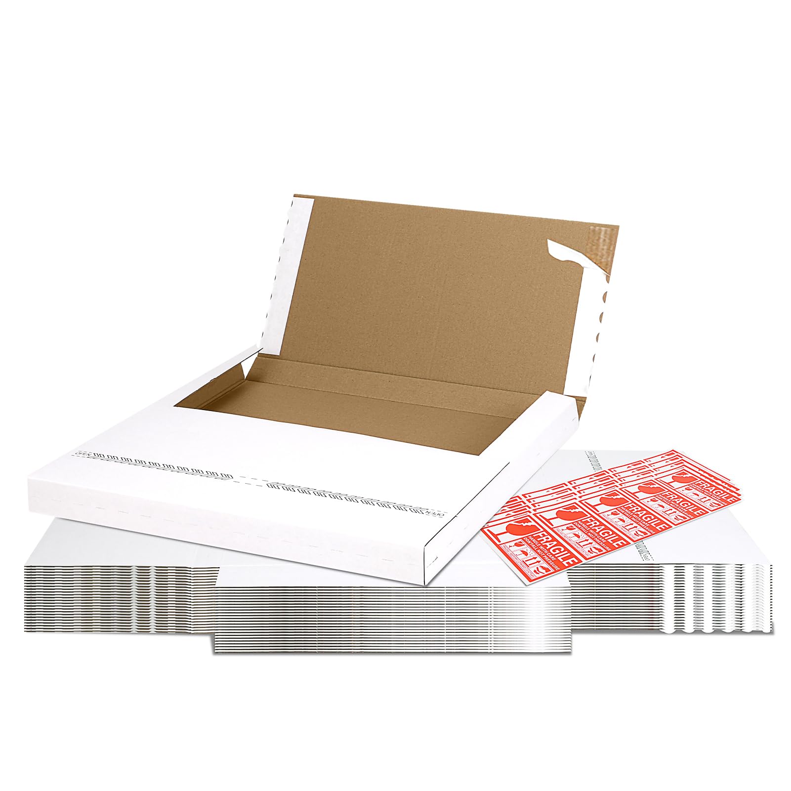 HORLIMER 25 Pack 12.8x12.8x1 Self-Sealing Shipping Boxes, Vinyl Record Mailer Cardboard Box for Mailing, Packaging, Moving Storage