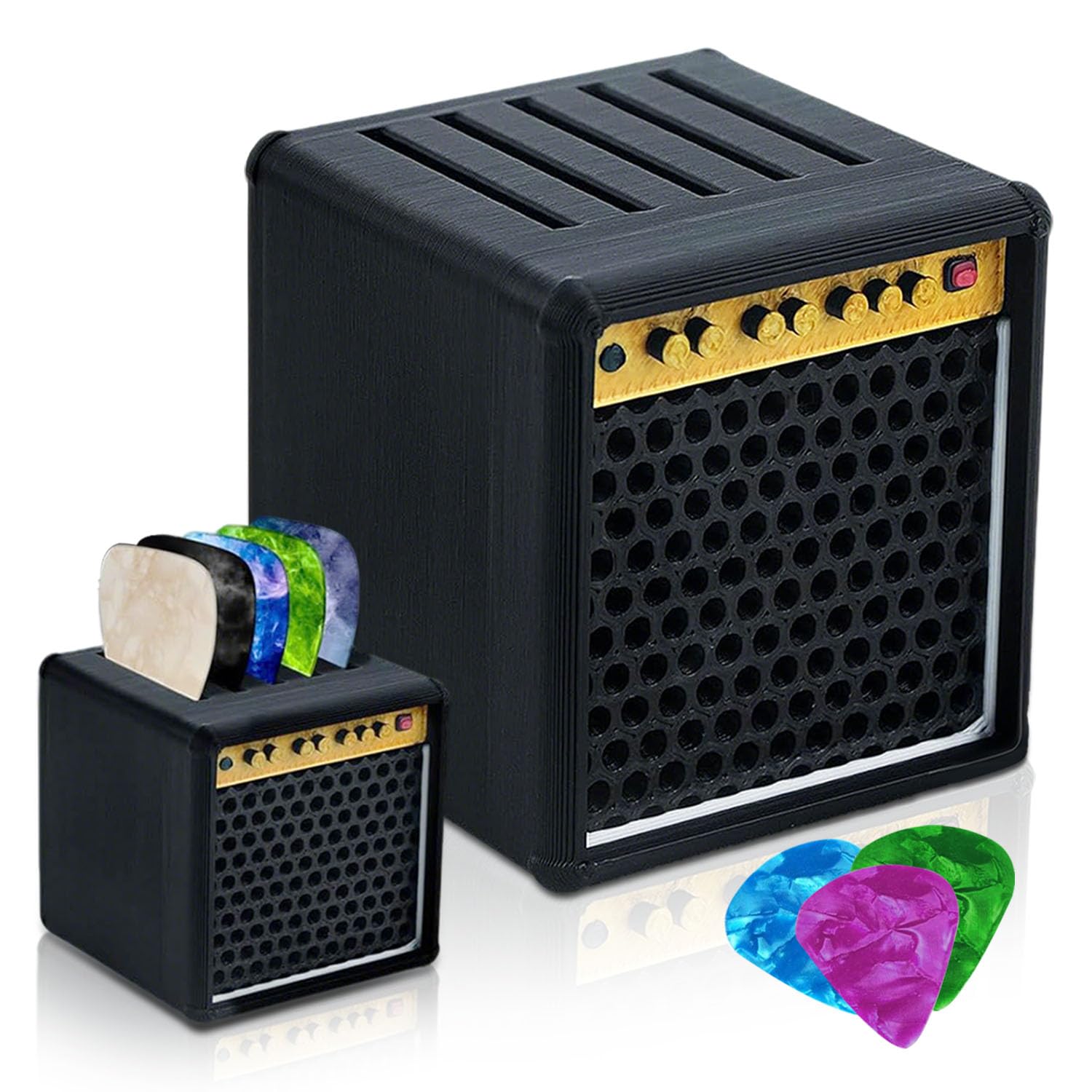 Caja de almacenamiento para púas de guitarra, Ecológico PLA Portapúas de guitarra, Mini Portapúas de guitarra, Impresión 3D Altavoz Portapúas, Regalo para amantes de la música, para guitarristas