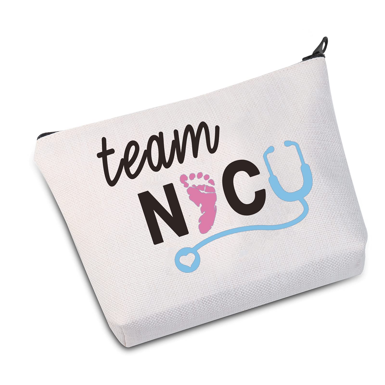 JXGZSO Nurse Midwife Gift NICU Nurse Makeup Bag Team NICU Nurses Cosmetic Bag Preemie Nurse Gift, TEAM NICU B