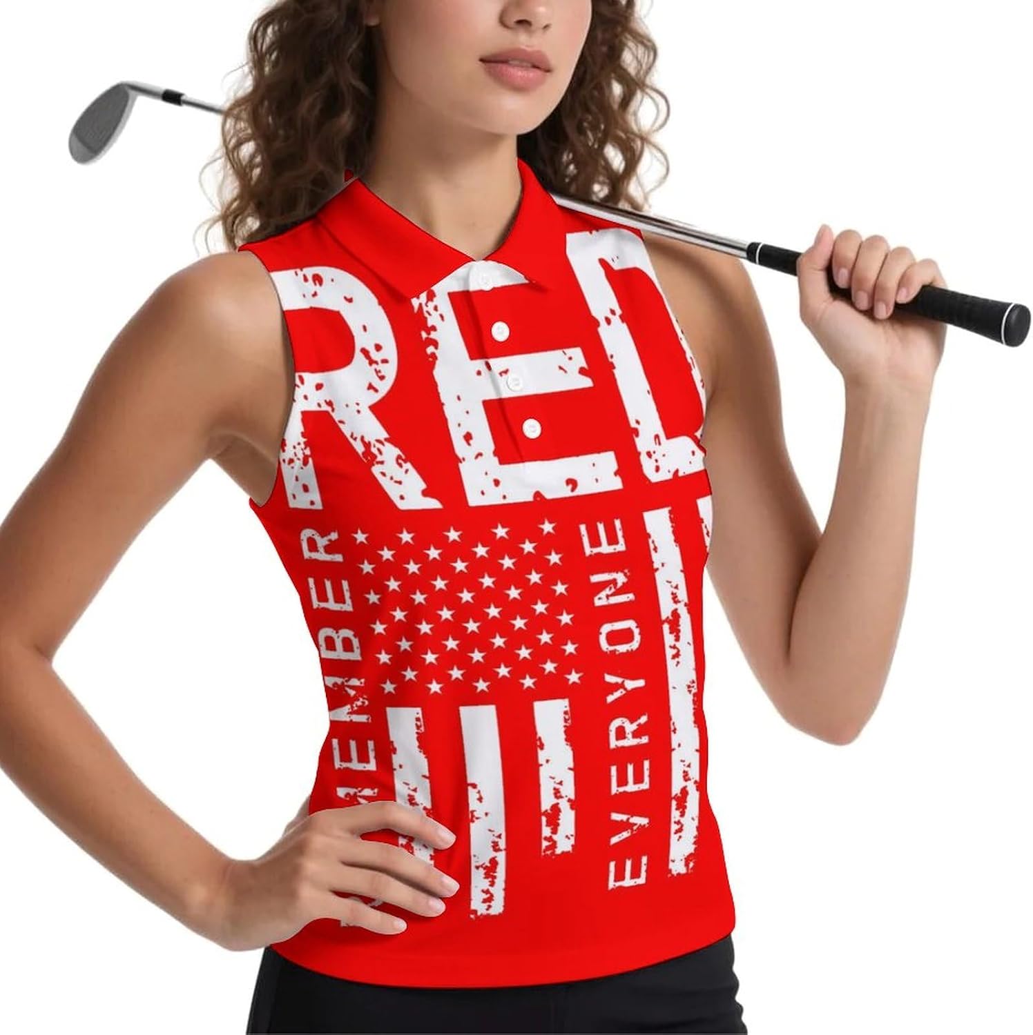 Remember Everyone Deployed Military R.E.D Women's Golf Shirt Sleeveless Polo Shirts Tank Tops