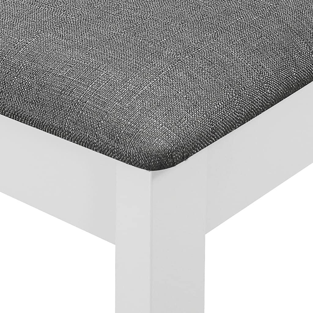 5-częściowy zestaw do jadalni, biały z płyty MDF i litego drewna gumowego z wysuwanym stołem do jadalni 80-120 x 80 x 74 cm, 4 tapicerowane krzesła z oparciem do kuchni, jadalni, rodziny i gości