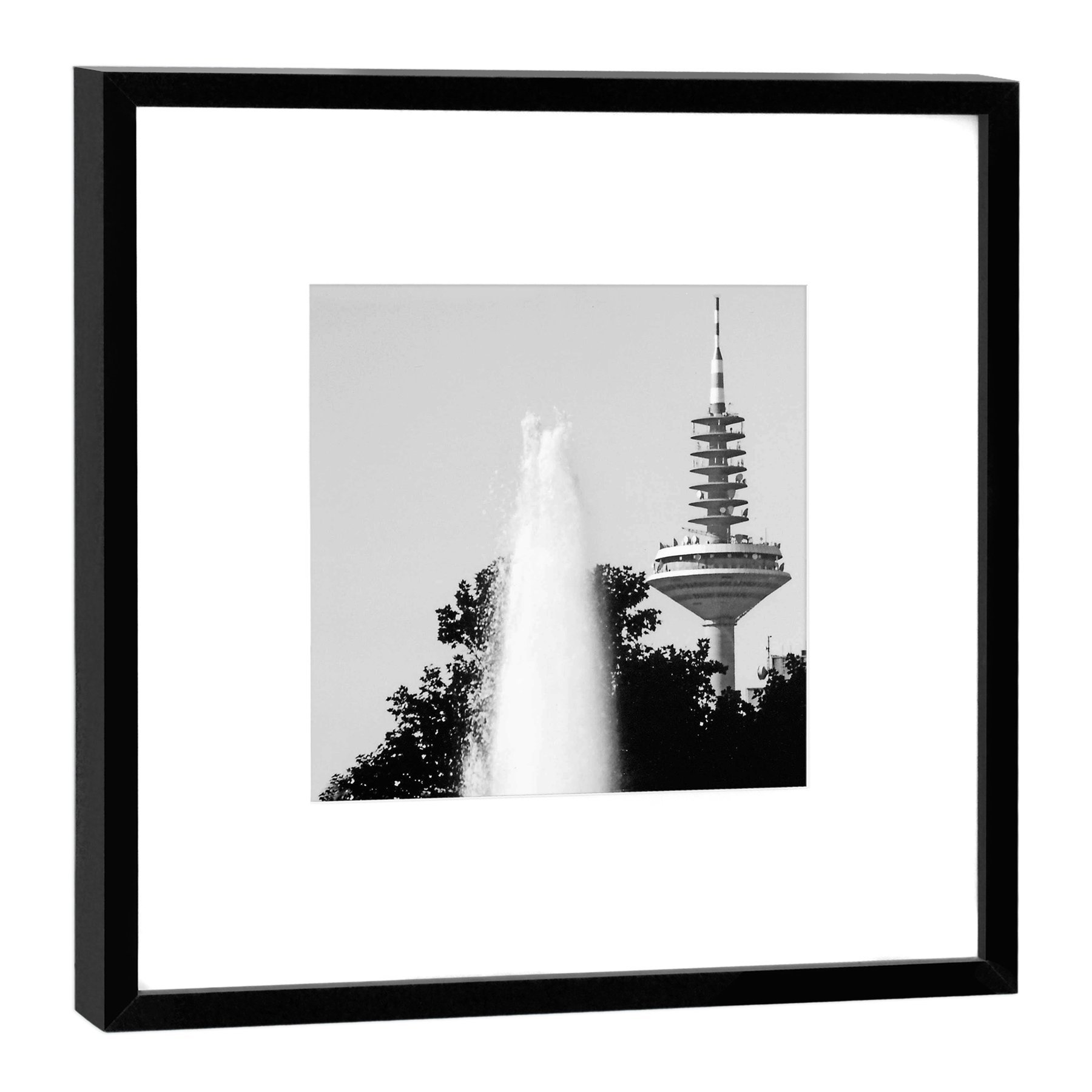 Impression photo de la Ginnheimer Tour : cadre noir en bois de 52 x 52 cm pour salon