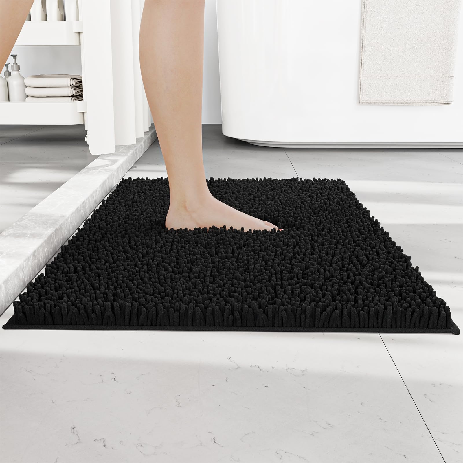 Bathroom Rugs Non Slip Washable, Super Absorbent Thin Bath Mat Quick Dry Low Pile