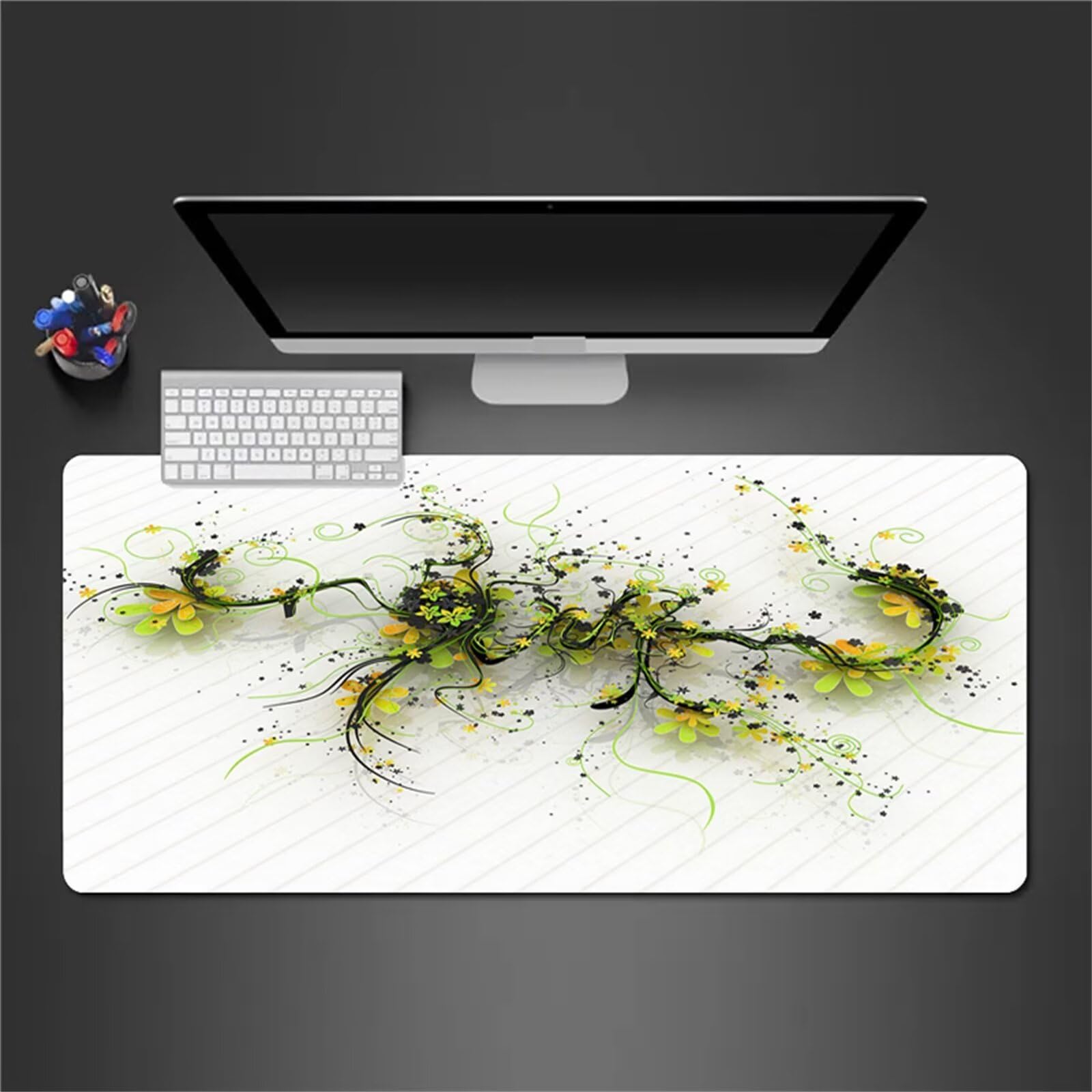 Alfombrilla Raton Gaming XXL 1200x600x2cm Alfombrilla de Ratón Grande Alfombrilla Gaming de Escritorio con Base Antideslizante para Gamers PC y Portátil (Hoja Verde)
