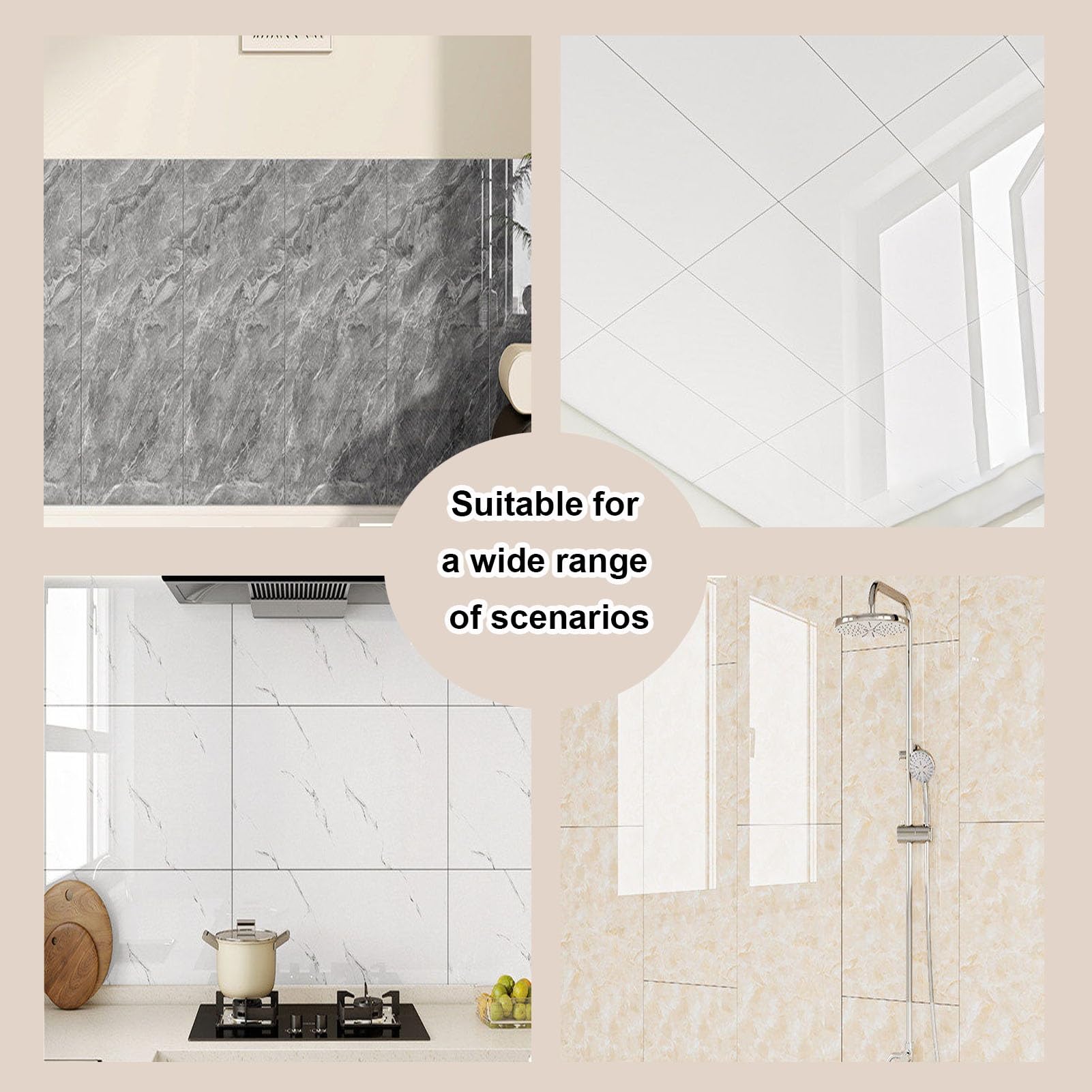 Revestimiento Adhesivo De PVC con Efecto Mármol (no Es Azulejo Real)(Gray -B,60x30cm 2 Pieces)