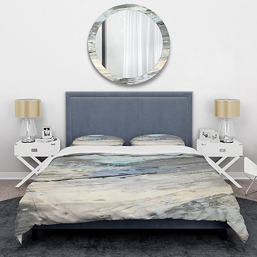 Miniatura 3 de DesignQ Rock Teal Panel I - Juego de funda de edredón moderno y contemporáneo, juego de funda de edredón azul Queen, juego de ropa de cama abstracto