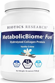 MetabolicBiomeTM Fuel Hydrolyzed Collagen Protein, Vanilla - High-Performance Daily Shake, 20g Clean Protein, 9g Non-grain Fiber, 9g Healthy Fats, Microbiome Support, Allergen-free, 14 Servings