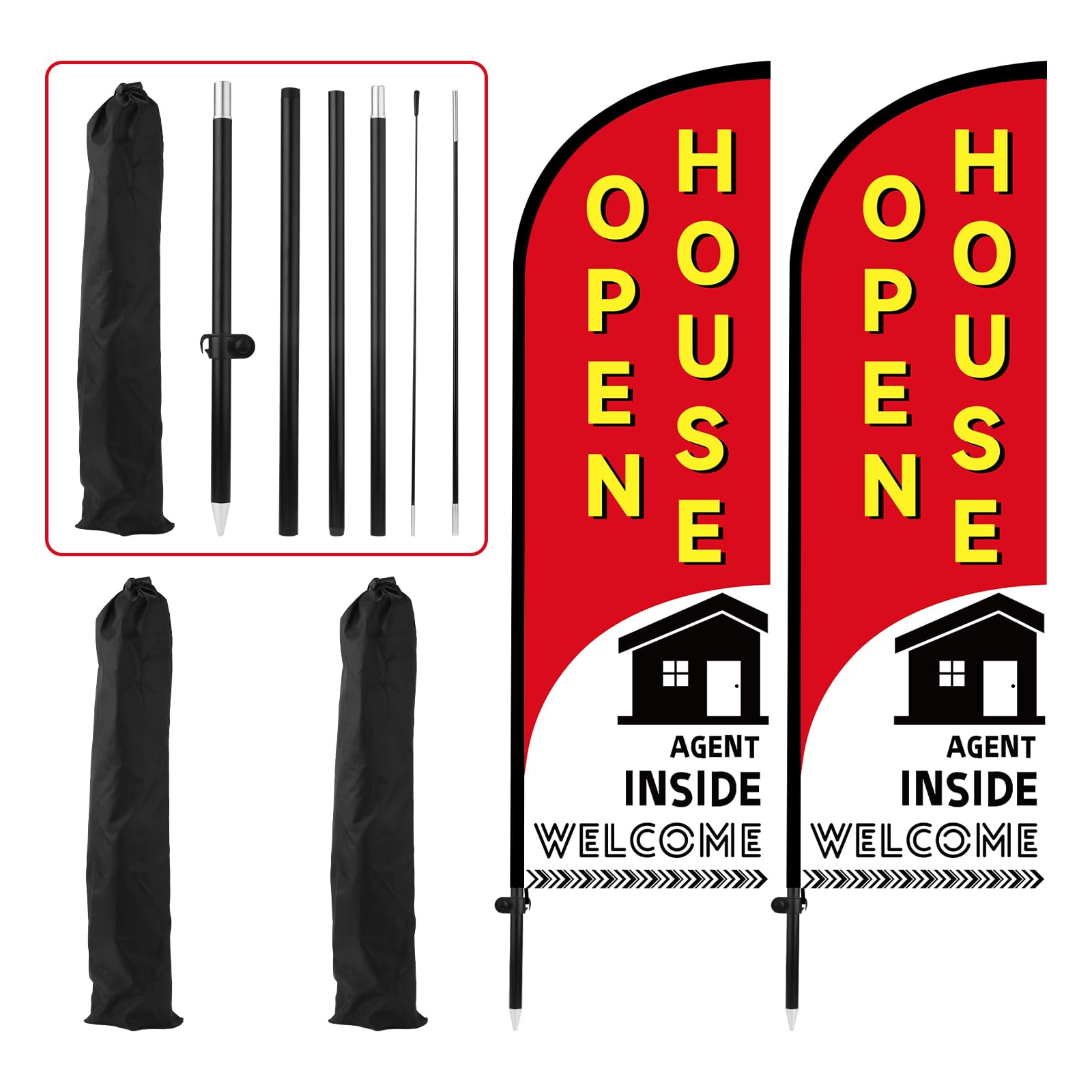 Amazon.com : 2pcs Open House Banner Sign, Open House Flag Real Estate ...