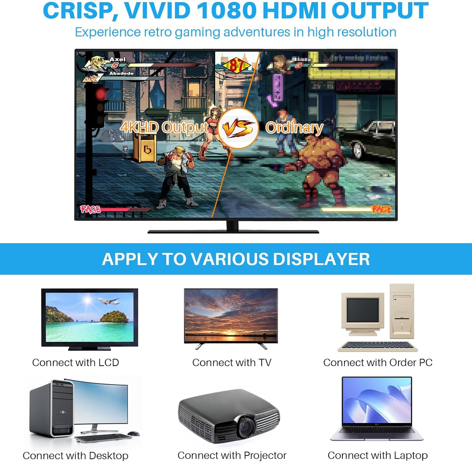 Consola de Juegos Retro Inalámbrica, Nueva Versión 2026, Dongle HDMI 4K, 9 Emuladores Incorporados, 20000+ Juegos Preinstalados, Set con 2 Mandos Negros (128G 40000Games)