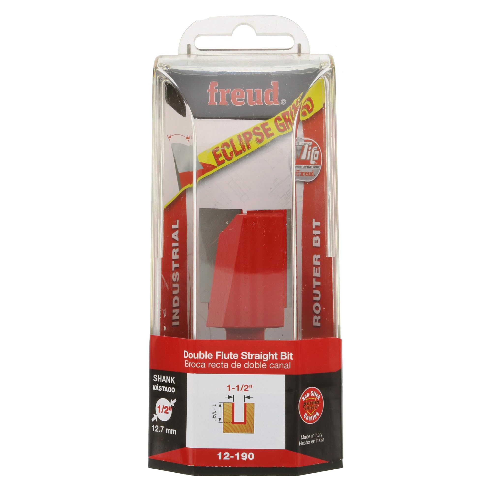 Freud-Diablo 12-190 TWO FLUTE STRAIGHT BIT, czerwony, jeden rozmiar