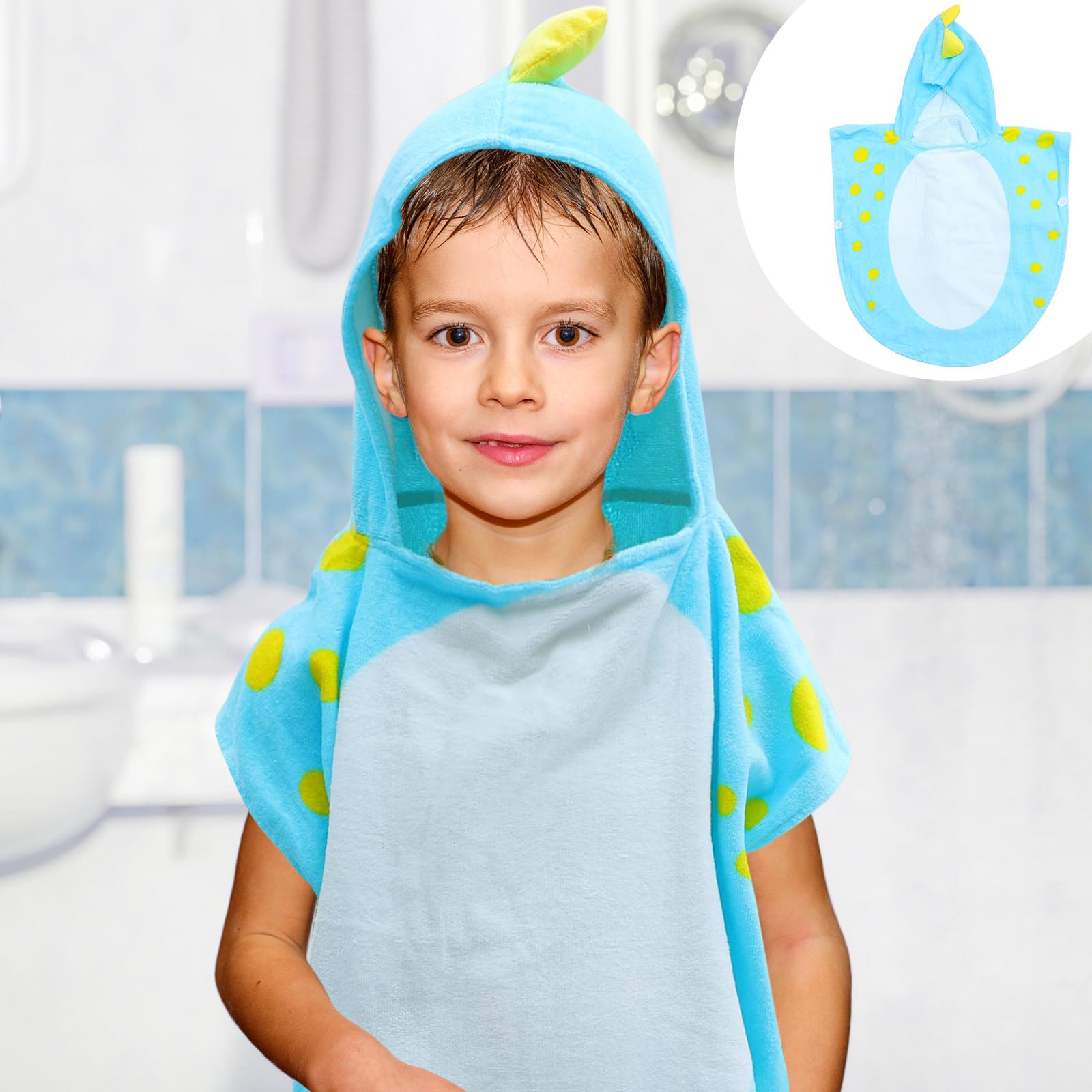Kinderduschtuch Kapuzenbadetuch für Kinder, Baumwolle, Blau