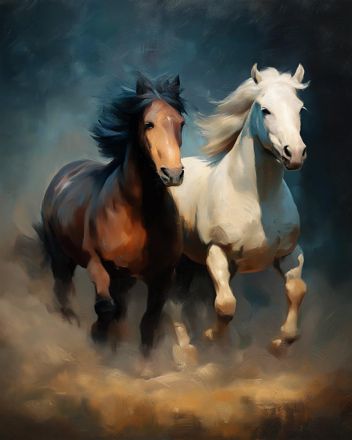 LIUBAISHI Paint by Numbers for Adults – 16x20 Canvas | Oil Painting Kit for Home Decor, Stress Relief Craft, Gift for Adults with Paints and Brushes-Double Horse Galloping