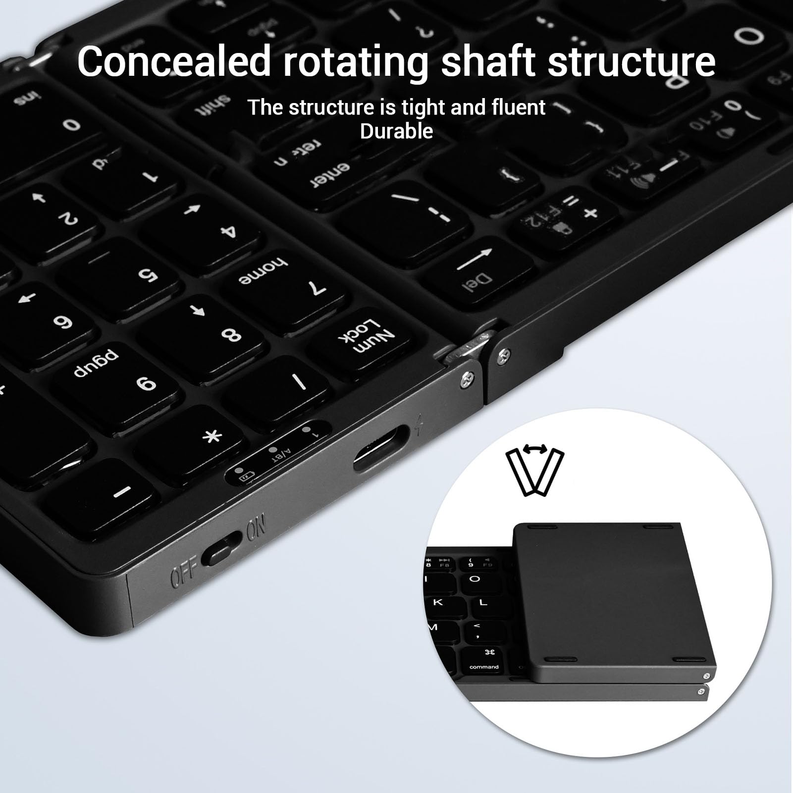 XUMIUZIY Tastiera Bluetooth Tripla Pieghevole, Fino a 3 Dispositivi (BLACK)