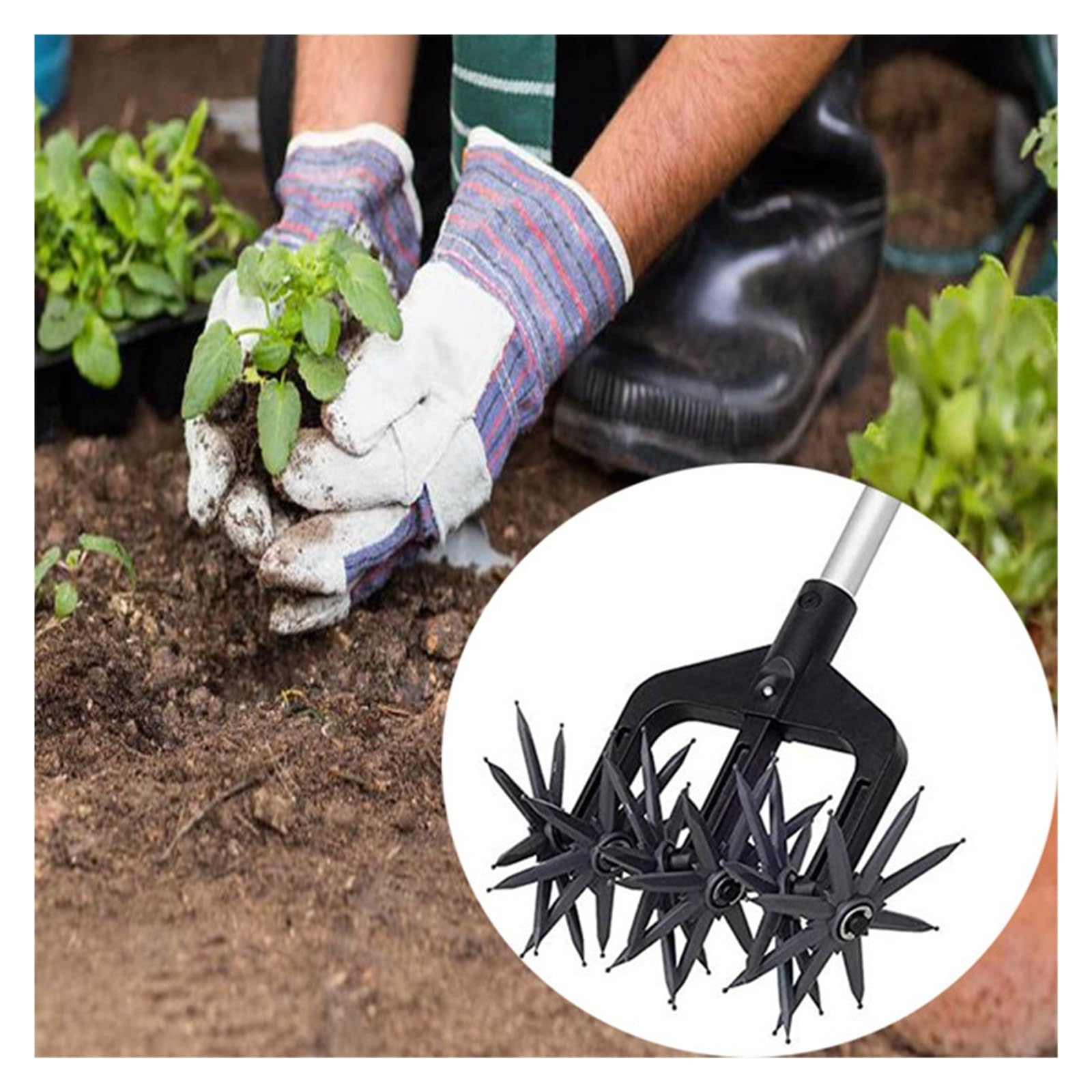 2 W 1 Aerator Ogrodowy Wentylowany Wertykulator Ogrodnictwo Rumpel Obrotowy Kultywator Narzędzie Do Orki Gleby Ogrodu DużA Moc