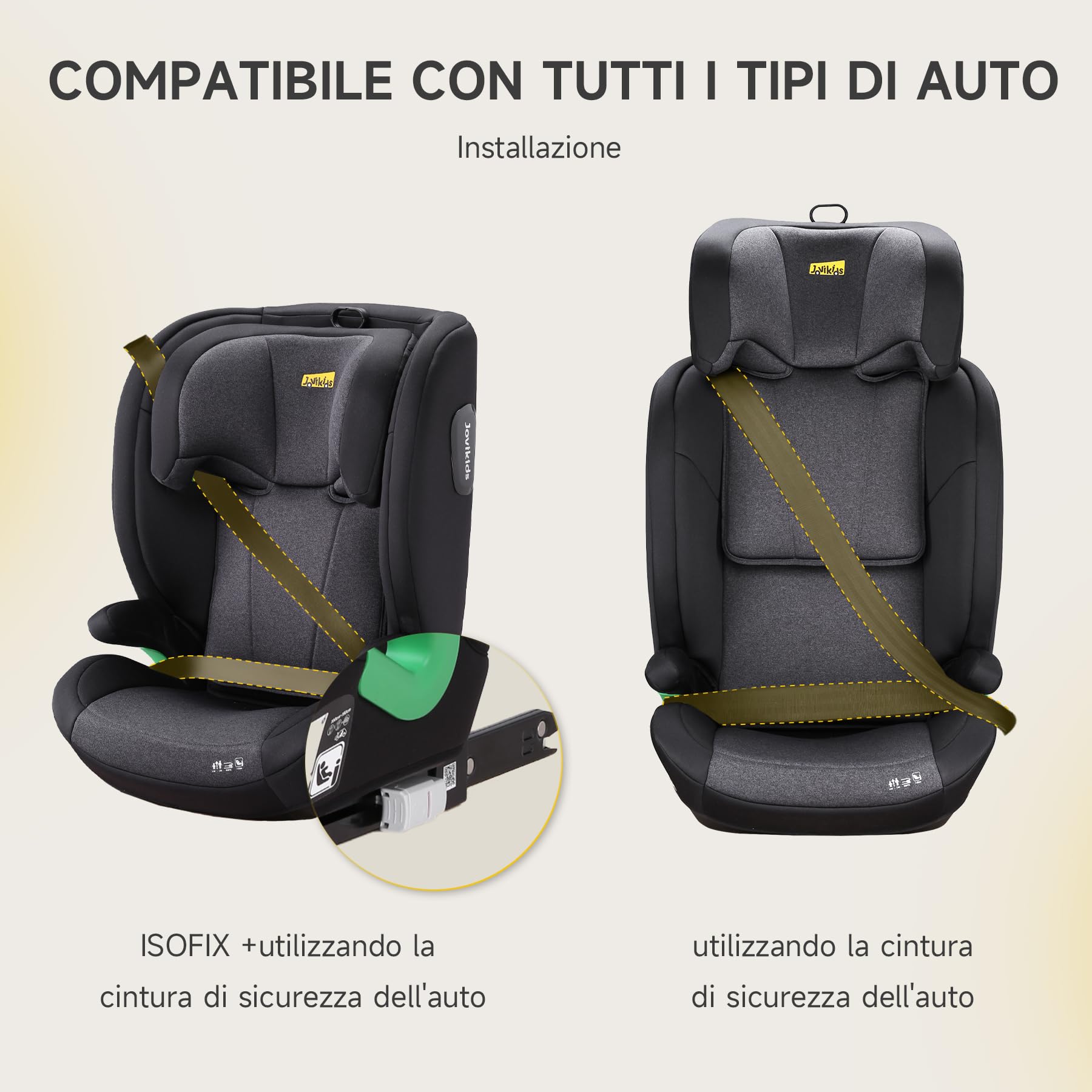 i-Size R129 - Seggiolino auto per bambini da 3,5 a 12 anni (100-150 cm), con schienale regolabile, poggiatesta, protezione dagli urti laterali, léger, Rehausseur Isofix (Nero, Con ISOFIX)