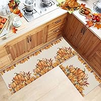 Vista 3 de Juego de 2 alfombras de cocina de Acción de Gracias, antideslizantes, antideslizantes, cómodas, juego de alfombras de cocina para fregadero, Otoño