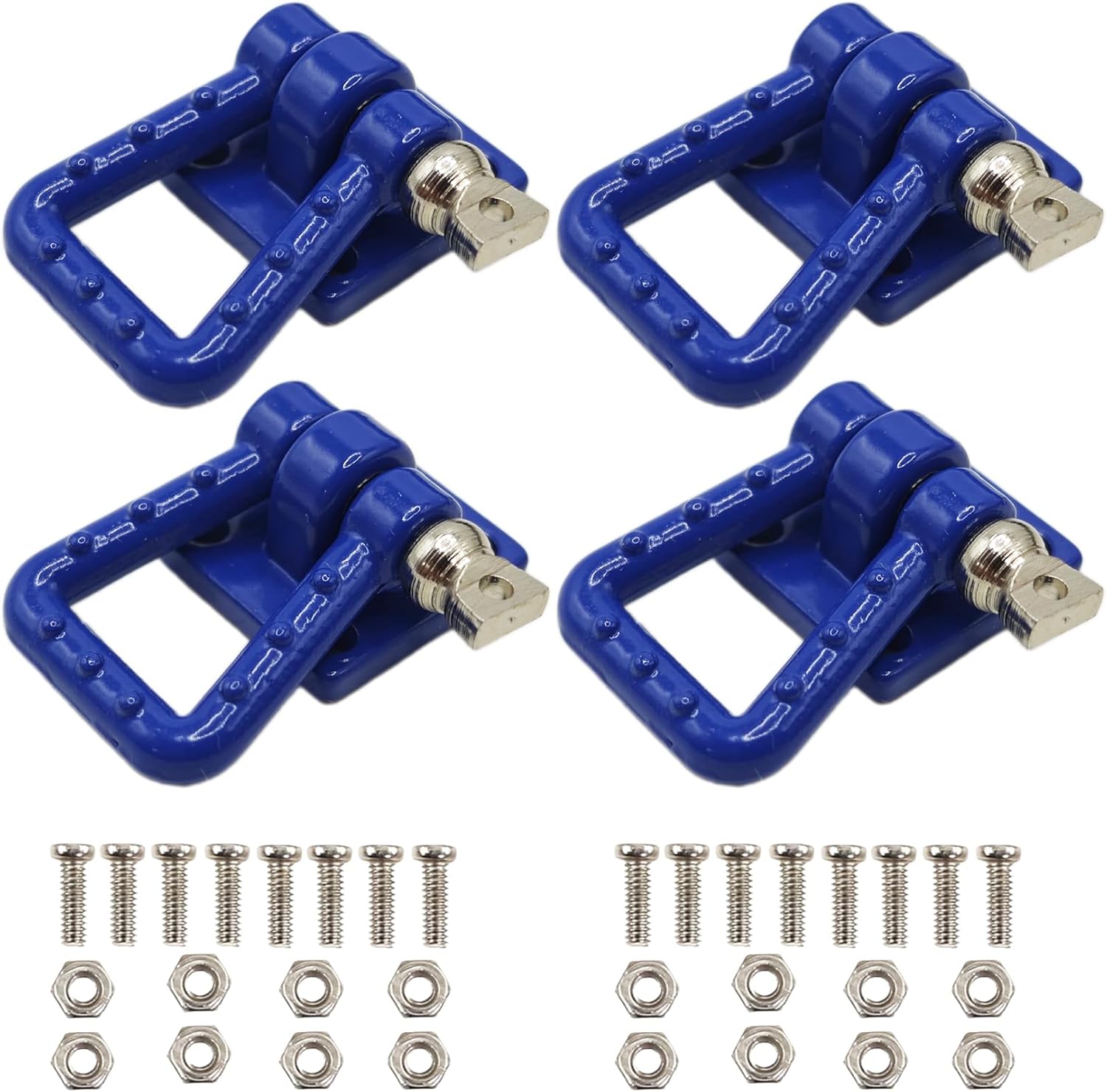 4PCS 1/10 RC Crawler Car Metal Trailer Tow Hooks Buckle Winch Shackles RC Decorations Accessories for 1:10 Rock Crawler Truck Car Traxxas TRX4 SCX10 Redat Axial RC4WD Tamiya D90 (Blue)