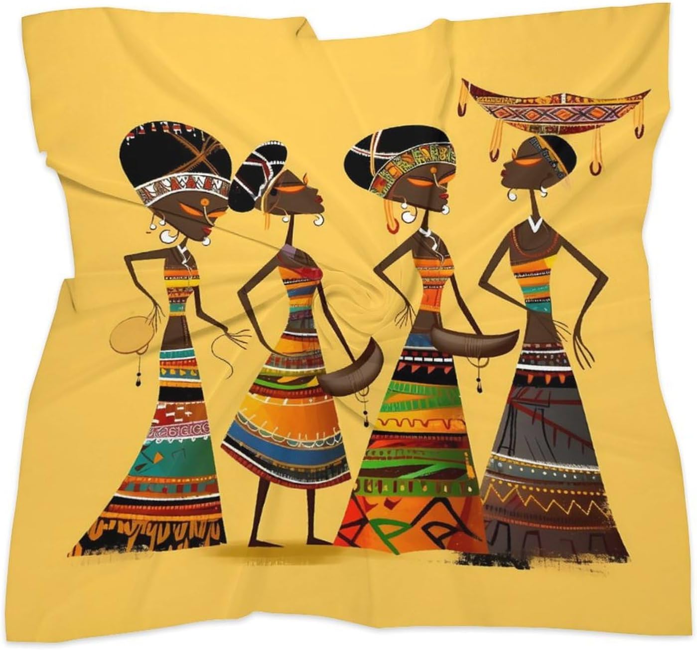 Creative African Culture 25 Inches Satin Head Scarf Lightweight Silk Hair Scarves Soft Silk Head Scarf for Women Large Satin Bandanas Square Headscarf Fashion Headband Neckerchief Neck Scarves Gift image 3
