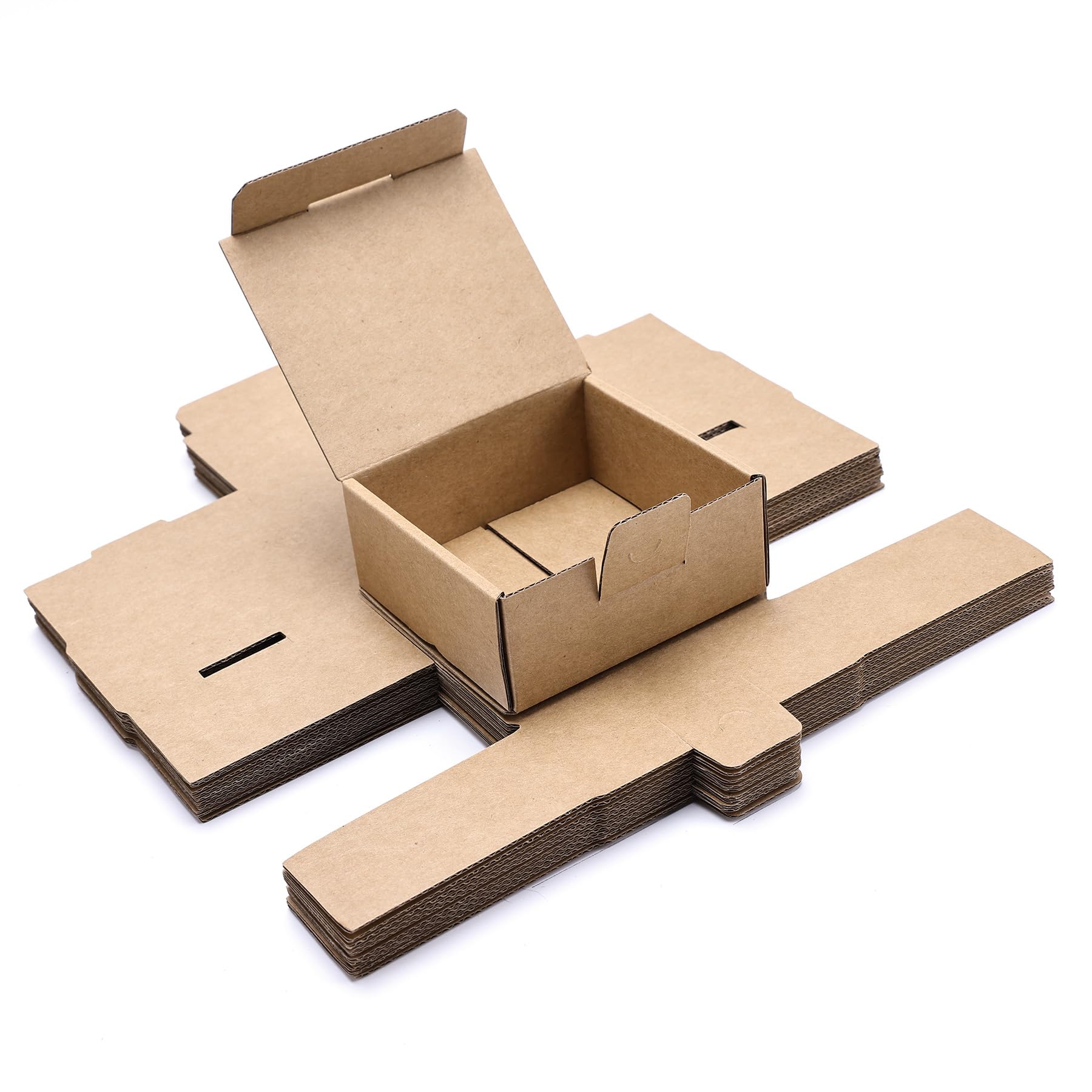 LineKap Small Shipping Boxes 3.5 x 3.3 x 1.6 Inches 10 Pack Brown Corrugated Cardboard Gift Boxes for Mailing, Packaging and Storage