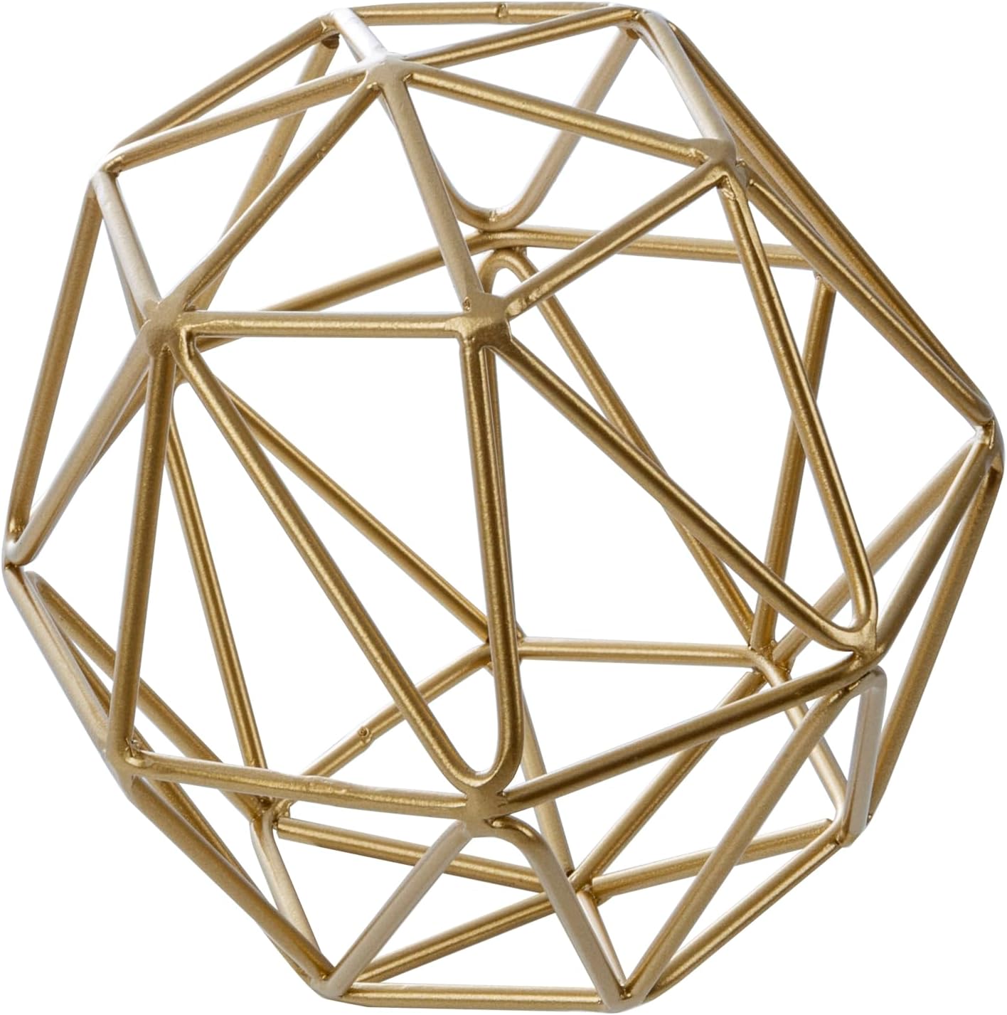 MyGift 6.4 Inch Gold Tone 3D Geometric Abstract Metal Wire Orb Sculpture - Modern Home Decor Ball Accent