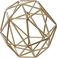 MyGift 6.4 Inch Gold Tone 3D Geometric Abstract Metal Wire Orb Sculpture - Modern Home Decor Ball Accent