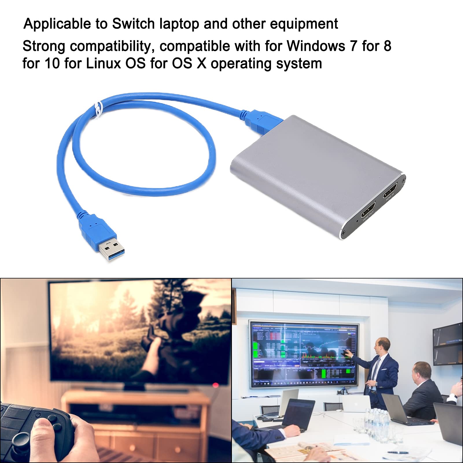 Skrzynka do Nagrywania Wideo 4K HD o Wysokiej Kompatybilności, Wyciszenie Jednym Przyciskiem dla Automatów do Gier, Karta Przechwytywania Wideo USB do Laptopów Switch
