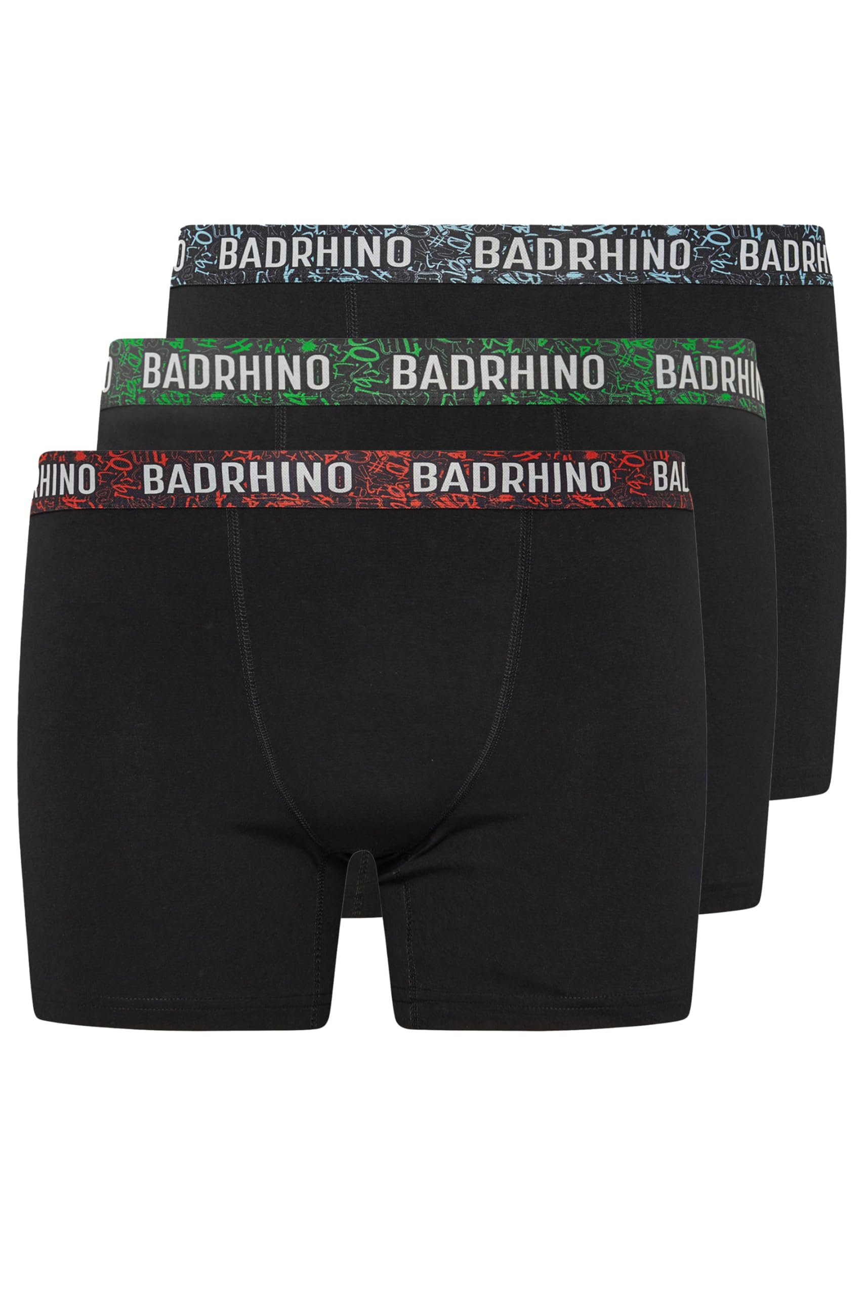 Badrhino Men's Black Big & Tall 3 Pack Graffiti Design Boxers - Plus Curve 7XL-8Xl Plus