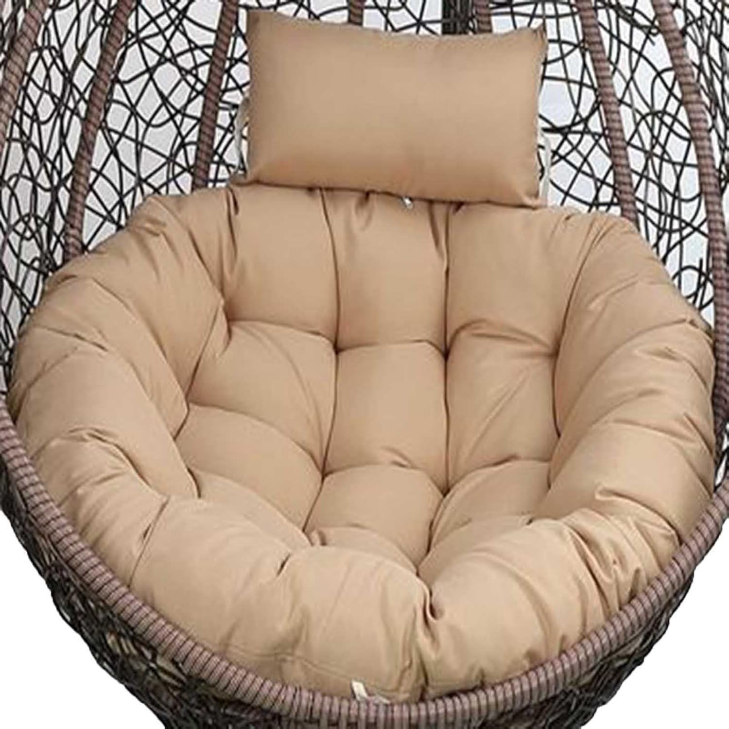ERTsrhFD Outdoor Cushion Replacement for Hanging Swing, Thicken Round Hammock Chair Only, Washable Cushions(Khaki)
