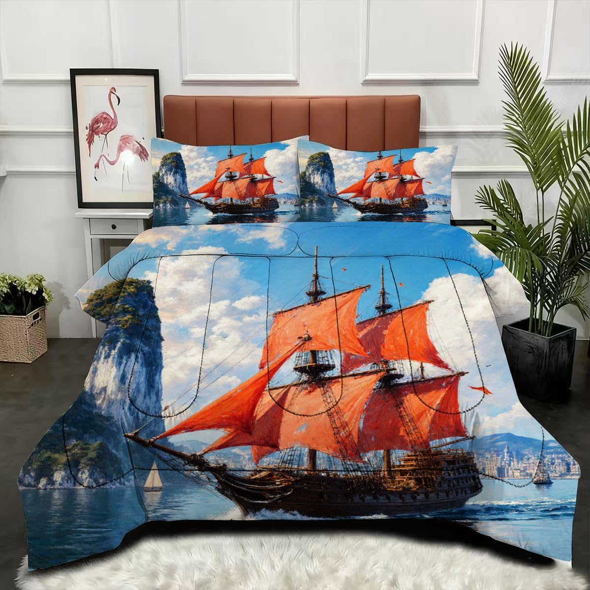 Couette respirante et confortable 160x200 Voilier Bleu pour un sommeil frais