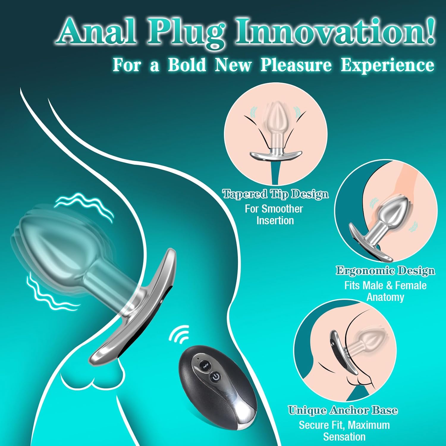 Anal Plug Sex Toys Vibrator–4PCS Metal Butt Plug Set, Remote-Controlled with 10 Vibration Modes, Prostate Stimulation for Men & Women, Perfect Adult Pleasure Kit