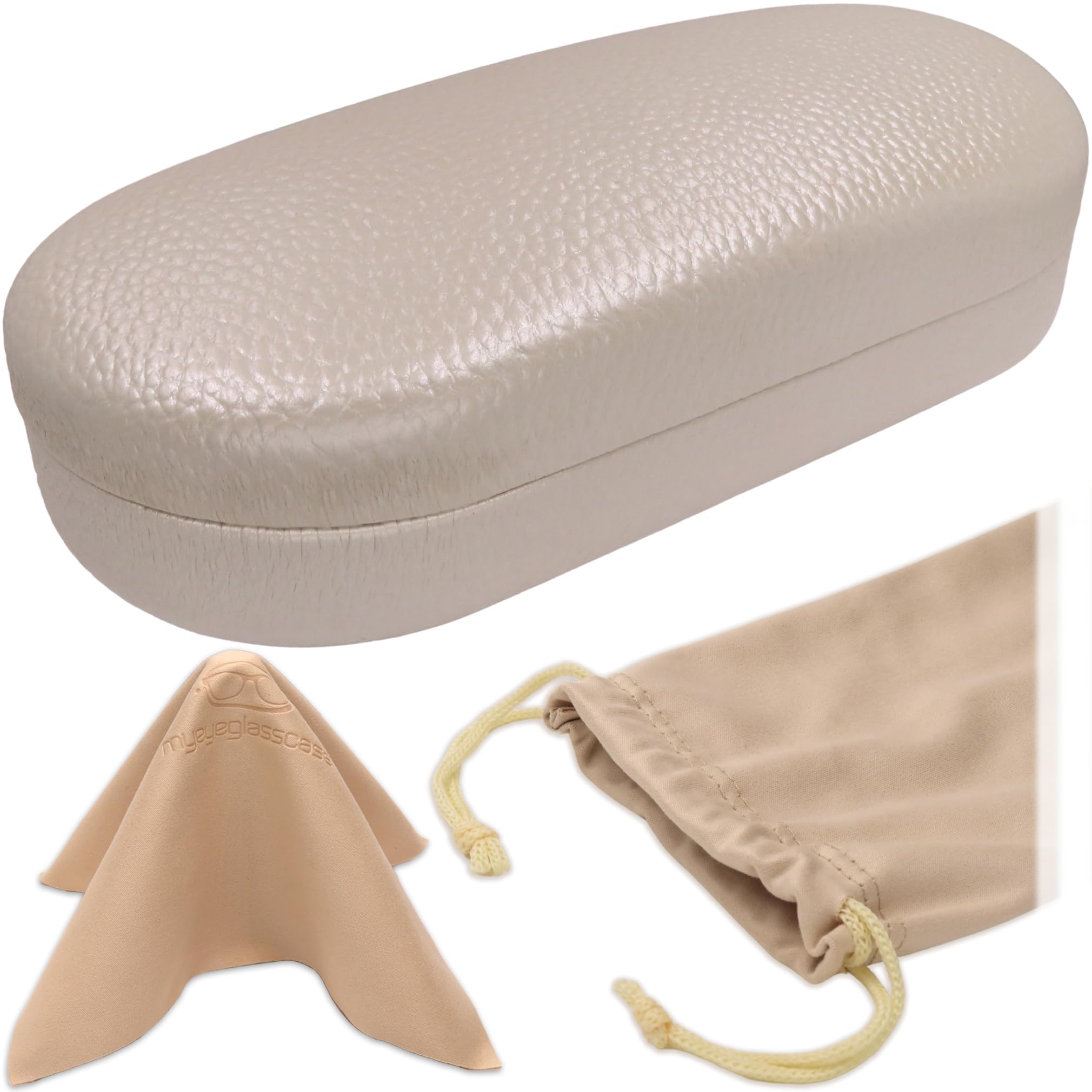 MyEyeglassCase - Large Sunglasses Case - Hard Glasses Case Holder w/Pouch &amp; Cloth - Eyeglass Case Aviator Frames Men &amp; Women